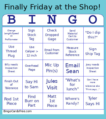 Finally Friday At The Shop Bingo Card