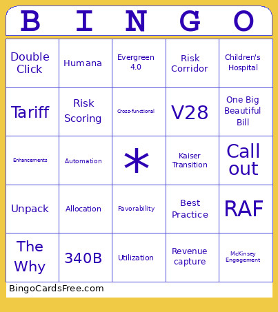 Finance Buzzwords Bingo Card