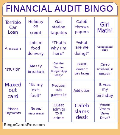 Financial Audit Bingo Card 4