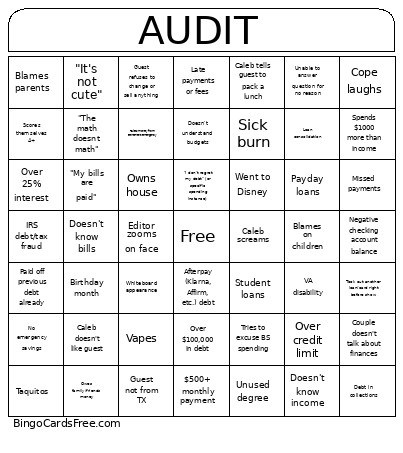 Financial Audit Bingo Card