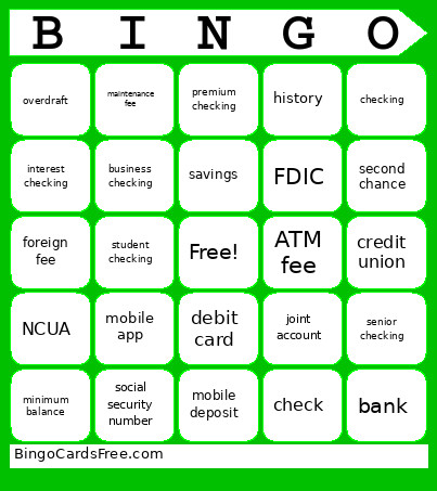 Financial Math Bingo Card