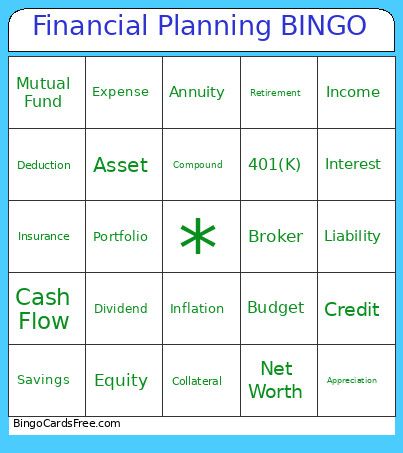 Financial Planning Bingo Card