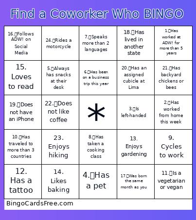 Find a Coworker Who BINGO