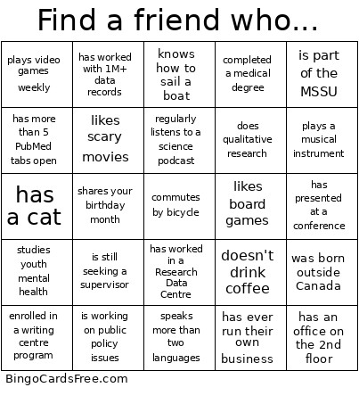 Find A Friend Who... Bingo Card