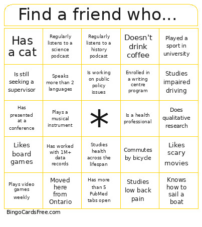 Find A Friend Who... Bingo Card