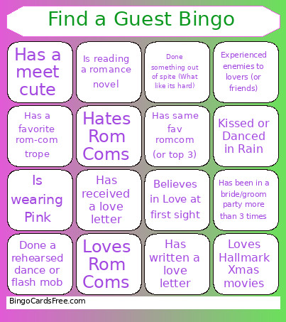 Find A Guest Bingo Card