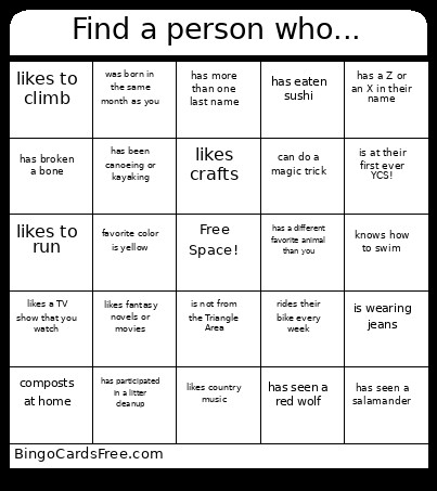 Find A Person Who... Bingo Card