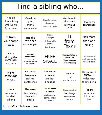 Find a sibling who... Bingo