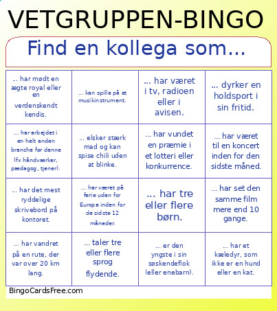 Find En Kollega Som... Bingo Card