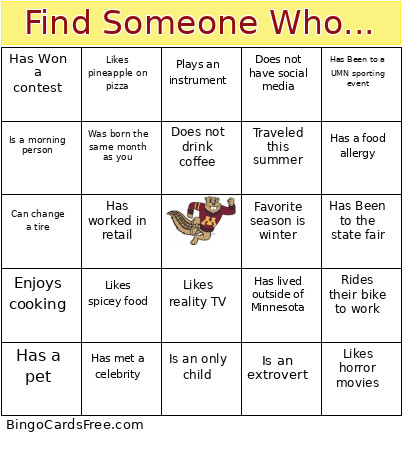 Find Someone Who... Bingo Card