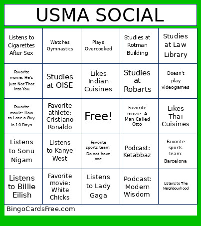 Find Someone Who Bingo Card
