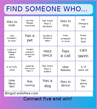 FIND SOMEONE WHO... Bingo Card 2