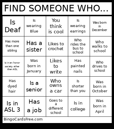 FIND SOMEONE WHO... Bingo Card