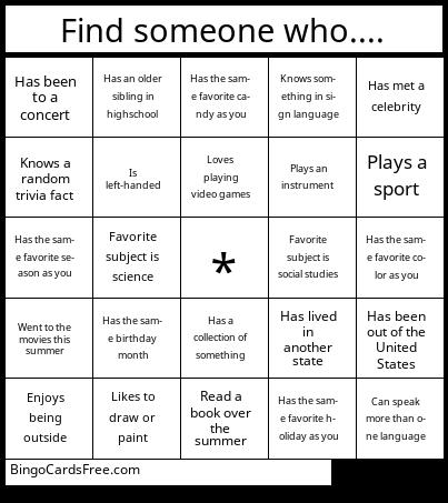 Find someone who.... Bingo