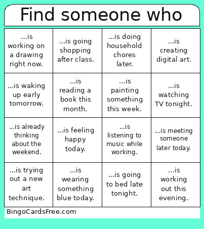 Find Someone Who Bingo Card