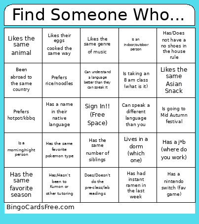 Find Someone Who... Bingo Card