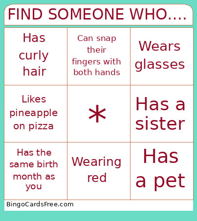 FIND SOMEONE WHO…. Bingo Card