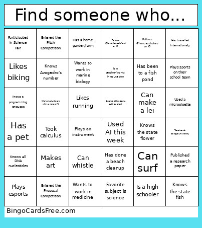 Find Someone Who... Bingo Card