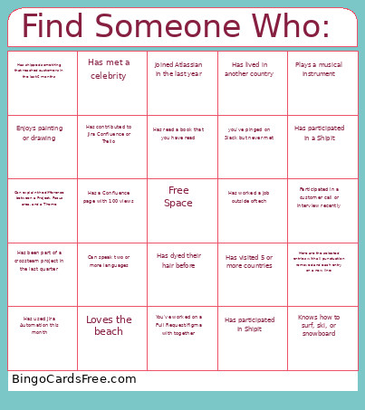 Find Someone Who: Bingo Card
