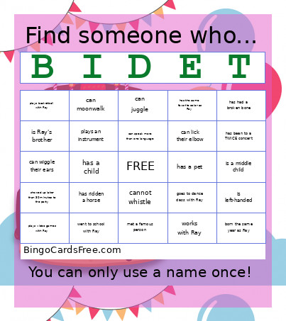 Find Someone Who Bingo Card 2