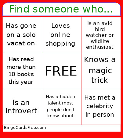 Find Someone Who... Bingo Card