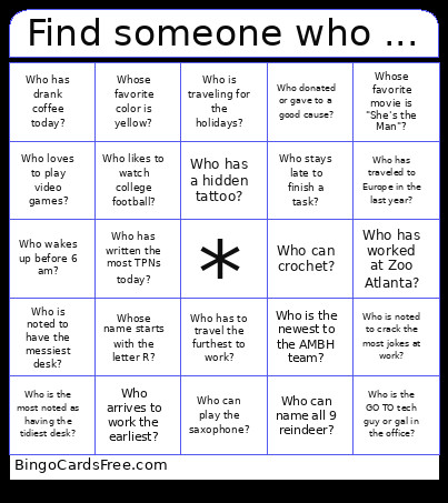 Find Someone Who ... Bingo Card