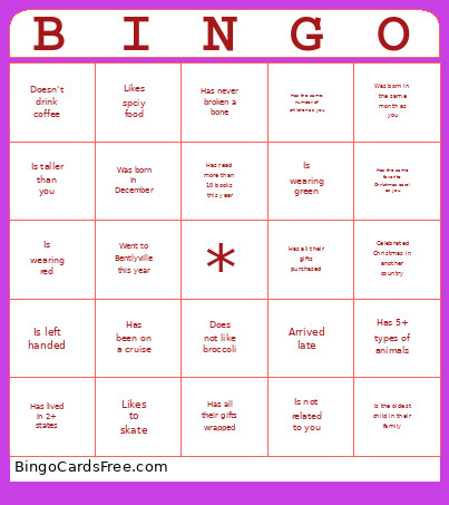 Find Someone Who Bingo Card