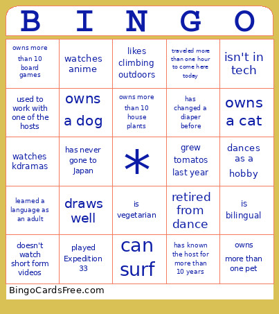 Find Someone Who Bingo Card
