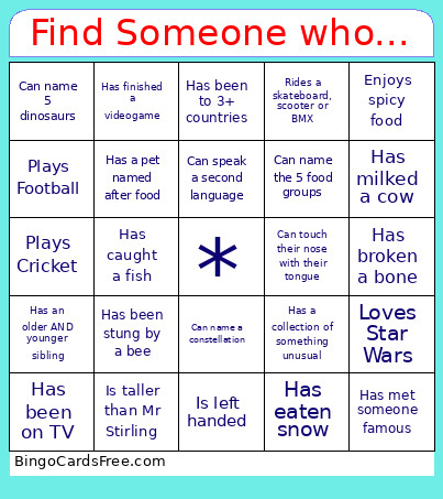 Find Someone Who... Bingo Card