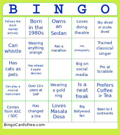 Find Someone Who Bingo Card