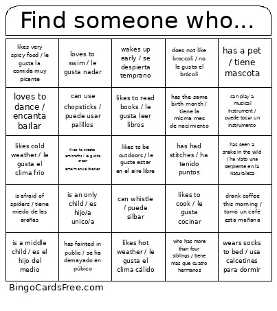 Find Someone Who... Bingo Card