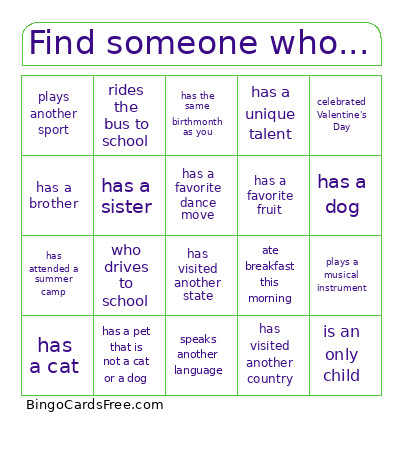 Find Someone Who... Bingo Card