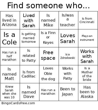 Find Someone Who... Bingo Card