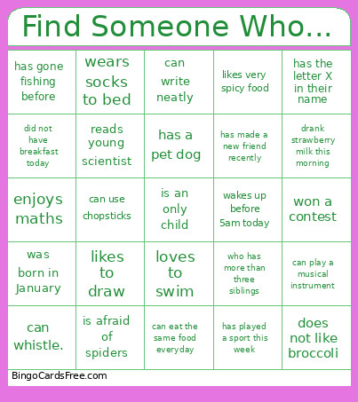Find Someone Who... Bingo Card