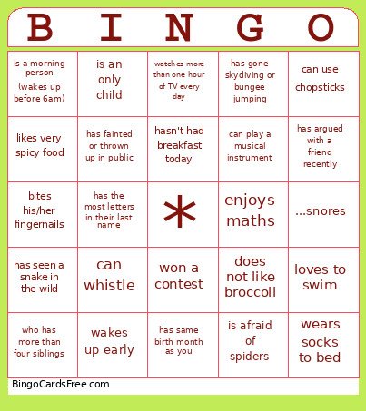 Find Someone Who Bingo Card 3