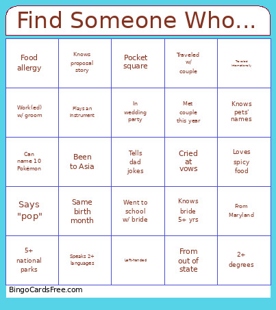 Find Someone Who... Bingo Card 2