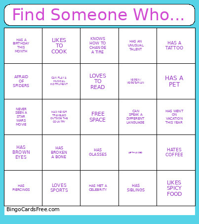 Find Someone Who... Bingo Card