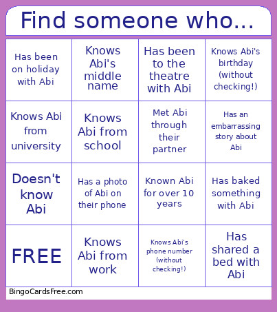 Find Someone Who... Bingo Card