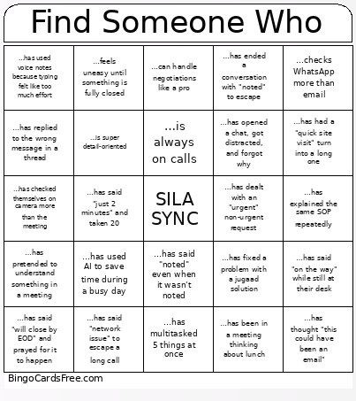 Find Someone Who Bingo Card