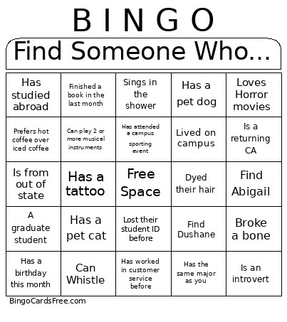 Find Someone Who... Bingo Card