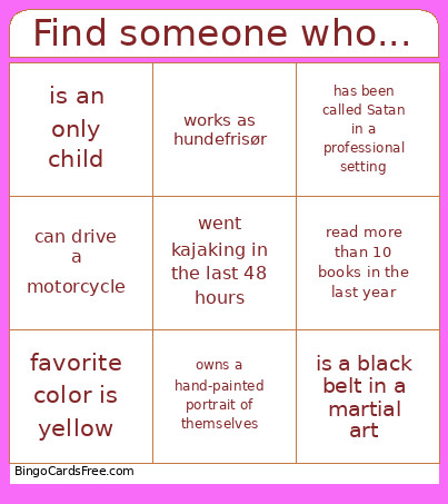 Find Someone Who... Bingo Card