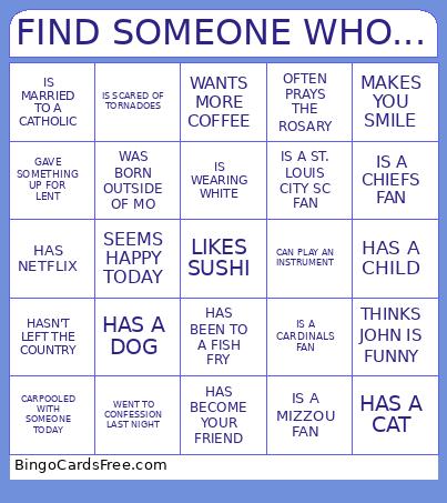 FIND SOMEONE WHO... Bingo Card