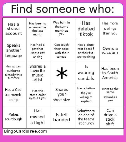 Find someone who: Bingo