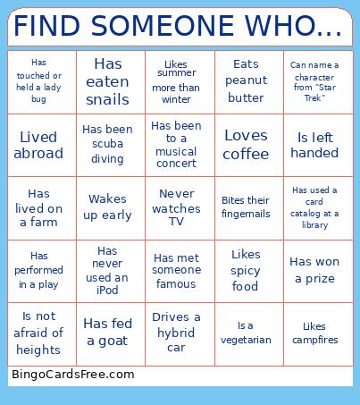 FIND SOMEONE WHO... Bingo Card 3