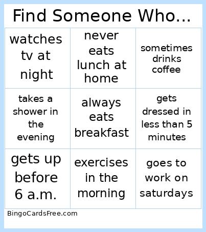 Find Someone Who... Bingo Card