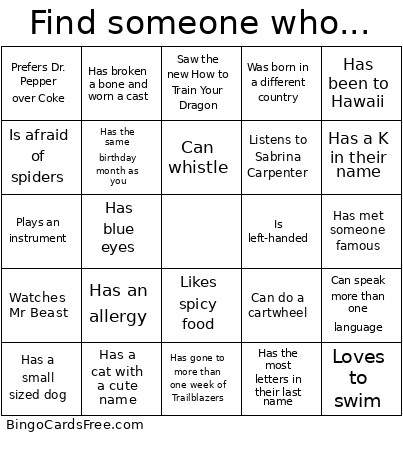 Find Someone Who... Bingo Card