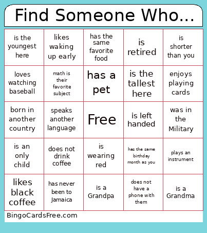 Find Someone Who... Bingo Card
