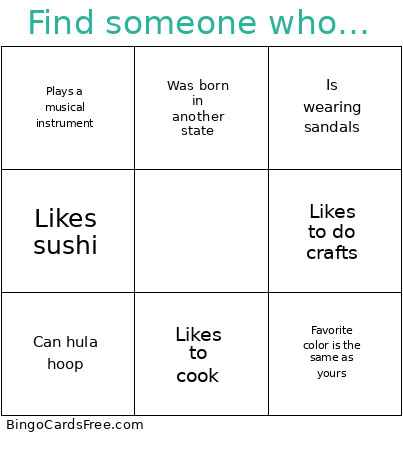 Find Someone Who… Bingo Card