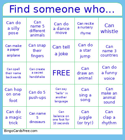 Find Someone Who... Bingo Card