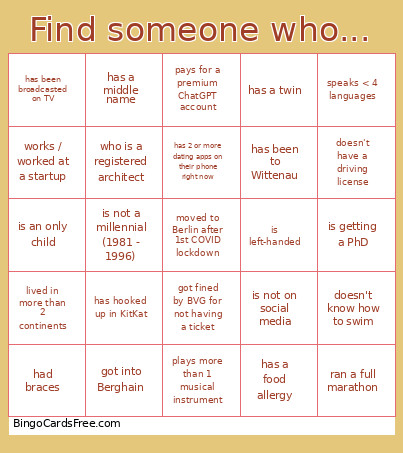 Find Someone Who... Bingo Card